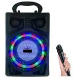 Musify WS-401 Wireless Speaker Led Disco Light subwoofer Sound System with DJ Light Carry Handle-Travel Speaker Support Bluetooth, FM Radio, USB, Micro SD Card Reader, AUX with [Free Mic] 15 W, 4