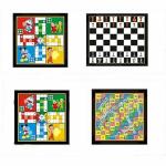 AS Wooden Ludo, Snakes & Ladders, and Chess Board Combo of Ludo Coins and Chessmen Coins - Ideal for Parties, Fun, and Family Game Nights (DLL)
