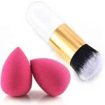 AVTY Extra Soft Foundation Brush with 2 Sponge puff blender - (Pack of 3) (Pack of 3)