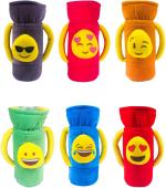 Ole Baby Multicolor Emoji Face Velvet Milk Feeding Bottle Cover With Handle 16X10X6.5 cm ,Pack Of 6