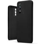 Mr Case Premium Smooth Finish Soft Silicon Back Case Cover For Vivo Y76 5G | Vivo Y76s | ( Microfiber Cloth Inside | Rubberised Material -Black )
