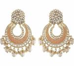 Gyaan Jewels Handmade Gold Plated Chandbali Earring Pink (Women and Girls)