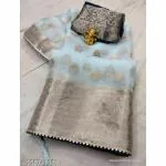 Arshad Embroidery Work Banarasi Organza Silk Zari Booti Saree and Contras Blouse