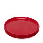 Gluman Round Quarter Dinner Plate Set of 6 Pieces | Shiny & Glossy Finish |100% Food Grade | Dishwasher Safe | Microwave Safe | Red