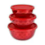 Fableart Red dot Storage Containers with Plastic Lids 3 pcs (500 ml+ 750 ml+ 1250 ml)