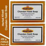 Herbal Khadi Haldi Chandan Handmade REJUVENATING BATH SOAP Anti-Fungal Healthy & Fair Skin (Pack of 2) (250 g)