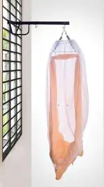 VParents Toddler Baby Swing Cradle with Mosquito Net Spring and Metal Window Cradle Hanger (Blue) (Peach)