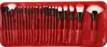 Feelhigh Soft Hair 24 pcs Makeup Brushes Set with Red Hard PU Leather Bag