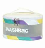 House of Quirk Round Cosmetic Bag Organiser PVC Waterproof Zippered (White)