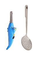 First Front Dolphine Shape Electric Gas Lighter With Stainless Steel Pony Spoons and Multicolour, Pack of 2