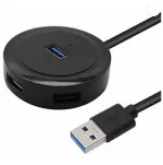 Tech Gear 4Port USB Hub 3.0 Data Hub with 4ft Extension Cable High Speed USB Hub USB Adapter (Black)