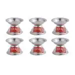 HAZEL Fulwati Diya for Puja | Stainless Steel Fulvat Table Diva Deepak For Pooja | Oil Lamp Deep For Home Mandir Office Temple Pandol Pujan (5 x 3.8 cm), Set of 6