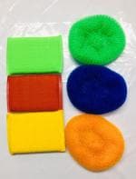 SHOP BY ROOM Multipurpose Scrub Sponge And Round Scrub Combo - Set of 6