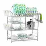 FORTUNE BLU Wall Mount Modern Kitchen Utensils Dish Rack Stainless Steel Rack Utensil Rack Stand