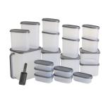 KOLORR Modular Plastic Containers Set For Kitchen Storage Combo, Set Of 19 | Dry Food Organizer | Air Tight Grocery Jar/Container with Scoop | 100% BPA Free| Food Grade | Transparent