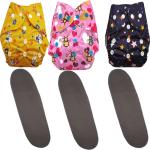 Swito Mart Infant Baby Reusable Cotton Pocket Diaper And Cotton Insert Adjustable Washable Wet Free Pack Of 3 ()