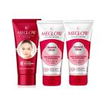 Meglow Skin Brightening Cream (1) 50g & Instant Glow Facewash (2) 70g Each (Pack of 3)