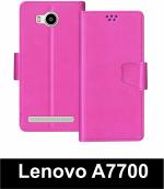 Sbms Lenovo A7700 Pink Artificial Leather Shock Proof Flip Cover