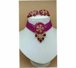 Gyaan Jewels Handmade Gold Plated Brass Earring and Necklace Set Dark Pink (Women, Girls) Free Size