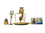 Jag Mohan Yogesh Shivling Narmedeshwar With Brass Jalhari & Brass Tipai Lota & Brass Trishul & Brass Plate & Kalash And Maha Mrituanjay Atm Yantra