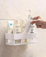 DK TRENDZ Bathroom and Kitchen Shelf Organizer Tray with Suction Plastic Wall Mounted Bathroom and Kitchen Storage Shelf with Suction Cup