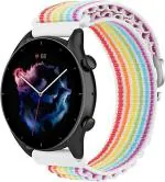 Artmu Rainbow Nylon, Metal Smart Watch Strap For Noise Colorfit Gps, Noise Colorfit Core 22 Mm