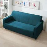 HOKIPO 200 GSM Premium Velvet Sofa Cover 3 Seater Fully Covered, Peacock Blue (AR-4738-PBLU)