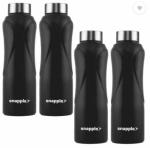 Snapple BREEZE Stainless Steel Single Wall Fridge/Gym/Home/Office Water Bottle 1000 ml Bottle  (Pack of 4, Black, Steel)