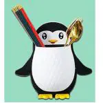 QinPin Cute Penguin Self-Adhesive Wall Mount Multipurpose Toothbrush Holder for Bathroom Pack of 1