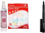 BINGEABLE...ENJOY THE DIFFERENCE Rose Water With Cotton Balls And Waterproof Eyeliner (Set Of 3)