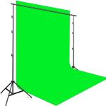Hiffin Green, Black Cotton, Iron Photo Light Studio Muslin Background Stand Backdrop Support System Kit With Mini Ball Head And Curtain