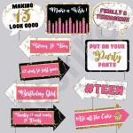 Festiko 13Th 15th 16th 18th Birthday Photo Booth Props (Set Of 10Pcs), Photo Booth Props Birthday Party Supplies, Decorations And Favors (13Th Birthday Props)