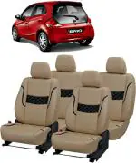 AUTO-SAFE Beige, Black Leather Car Seat Cover for Honda Brio Pack of 4