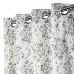 Grihshobha White and Grey Floral Velvet Long Door Curtains (2.74 x 1.22 m) (Pack of 2)