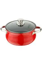 Pristine Red Aluminium Induction Casserole with Glass Lid 2.5L