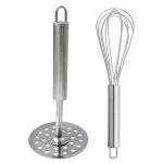 LMR3 Branded Combo Set of 2 Stainless Steel Egg Whisk and Potato Masher
