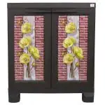 SPPL CLASSIC Liberty 2ft Ratten Yellow Floral Theme Hanger System Plastic Wardrobe|Shoe Rack For Kids&Adults - Coffee Brown