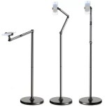 Tech Gear Heavy Duty Metal 360 Adjustable Mount Lazy Bracket Long Arm floor Stand Mobile Holder [BLACK]