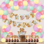 Zyozique 37 pcs Teddy Party Decorations, Birthday Party Supplies For Party Supplies Includes Happy Birthday Banner, CakeTopper, Cupcake Toppers, Balloons for Kids Family Birthday Party Supplies