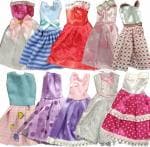 iDream Doll Accessories Cloth and Lace Dress for Any Doll (Multicolor) (Set of 10)