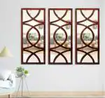 RAJ DECORS HOUSE IN Hand Crafted MDF Modern Rectangular Wall Panel Mirror Walnut -L2