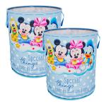 Kuber Industries Disney Mickey & Team Print Round Laundry Basket|Polyester Clothes Hamper|Waterproof & Foldable Round Laundry Bag with Handle,45 Ltr.Pack of 2 (Sky Blue)