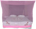 Riddhi Nylon Pink 35 Mtr Adults Washable Square Mosquito Net With Border, 3x6 ft