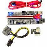 Shining Wings PCI-E 1X to 16X Extender GPU Riser Card For Bitcoin ETH Mining PCI Express Adapter V010s plus With 8 Capacitor and 6 LED Light Temperature Probe 6PIN + 6PIN + 4PIN SATA 60cm USB 3.0 Extension Cable