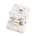 MY NEWBORN Bear Print White Hooded Baby Blanket/Wrapper/Towel for Baby Boy/Girl; for 0-6 Months