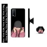 Mobi Elite Girl Printed Hard Back Case Cover with Mobile Holder, Pop holder, Pop socket for Vivo Y20, Vivo Y20i, Vivo Y20g, Vivo Y20a, Vivo Y12s, Vivo Y12g