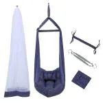 Made2Craft Baby Swing Cradle with Mosquito Net - Dark Blue