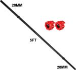 Ymd Black 5Ft Straight 28Mm Powder Coating Weightlifting Rod With Barbell Clamps Weight Lifting Bar