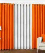 Dc Decastle 274 cm (9ft) Long Door Curtain (Orange And White, Pack of 3)