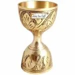 Prisha India Craft 30/60 ml Jigger, peg Measure - Made of Brass with Alluring Engraving